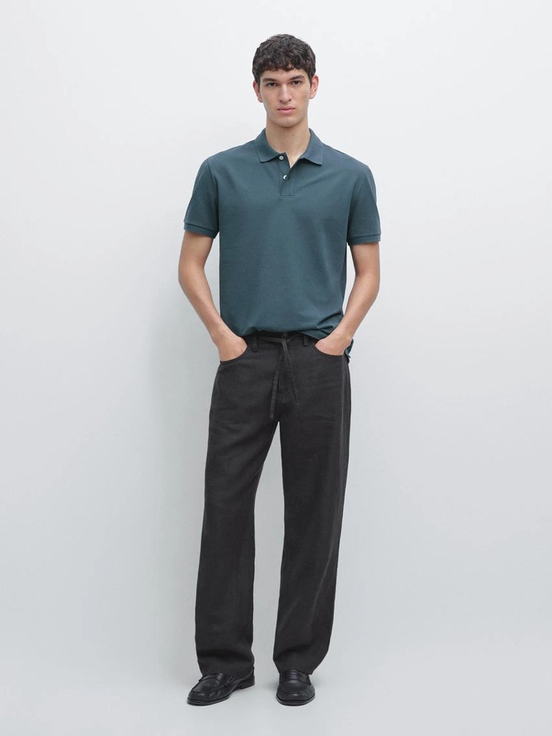 Поло из микротекстурированного хлопкового пике