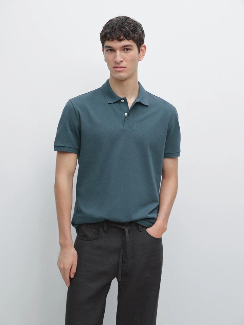 Поло из микротекстурированного хлопкового пике