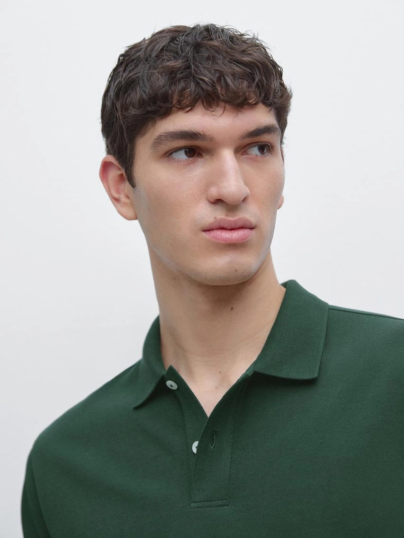 Поло из микротекстурированного хлопкового пике