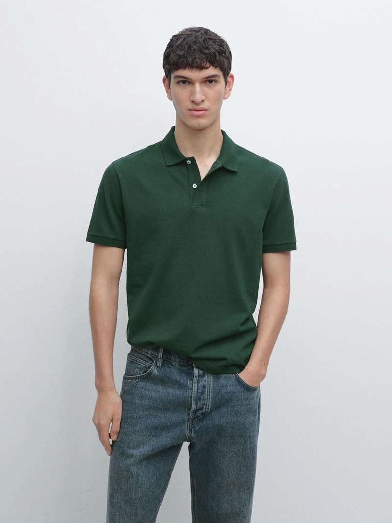 Поло из микротекстурированного хлопкового пике