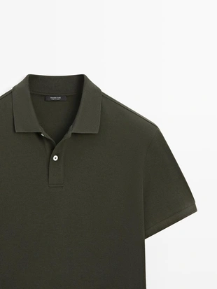 Поло из микротекстурированного хлопкового пике- Заказать в России