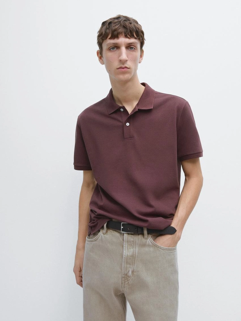 Поло из микротекстурированного хлопкового пике