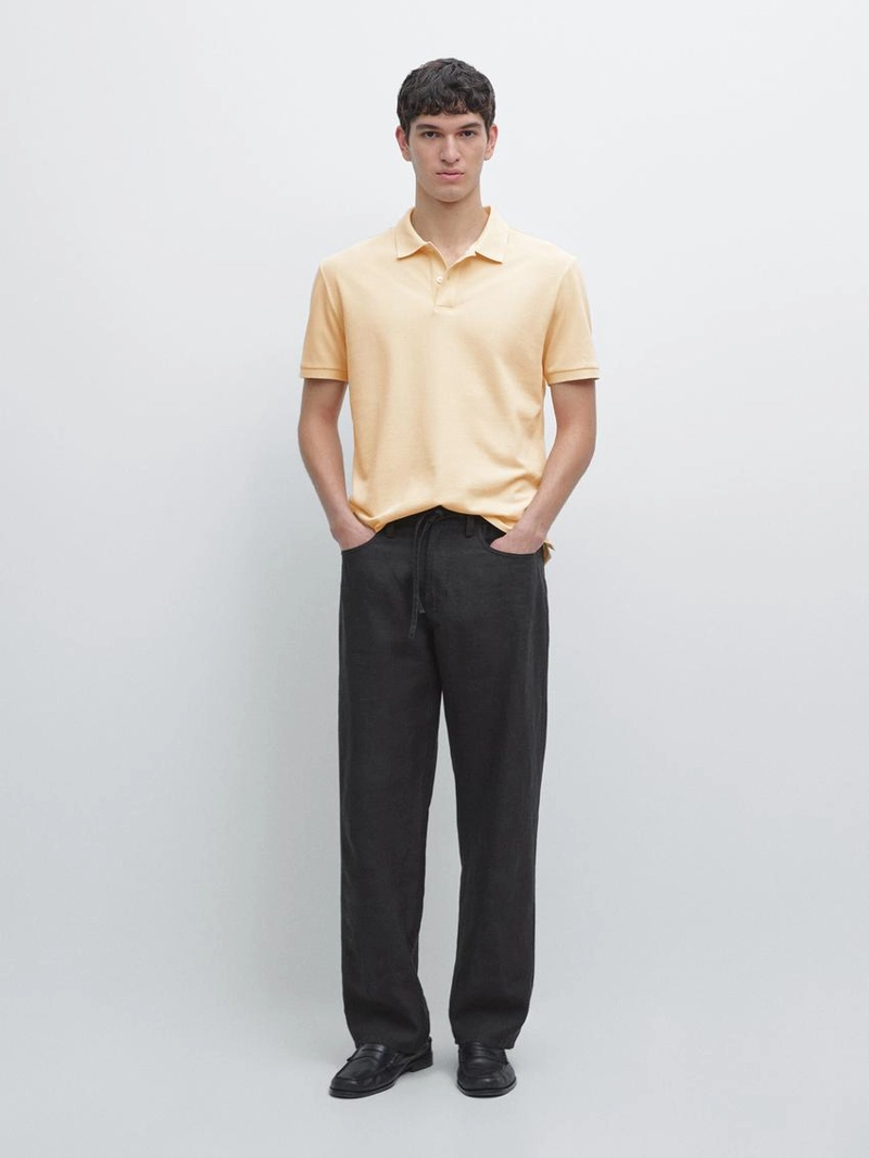 Поло из микротекстурированного хлопкового пике