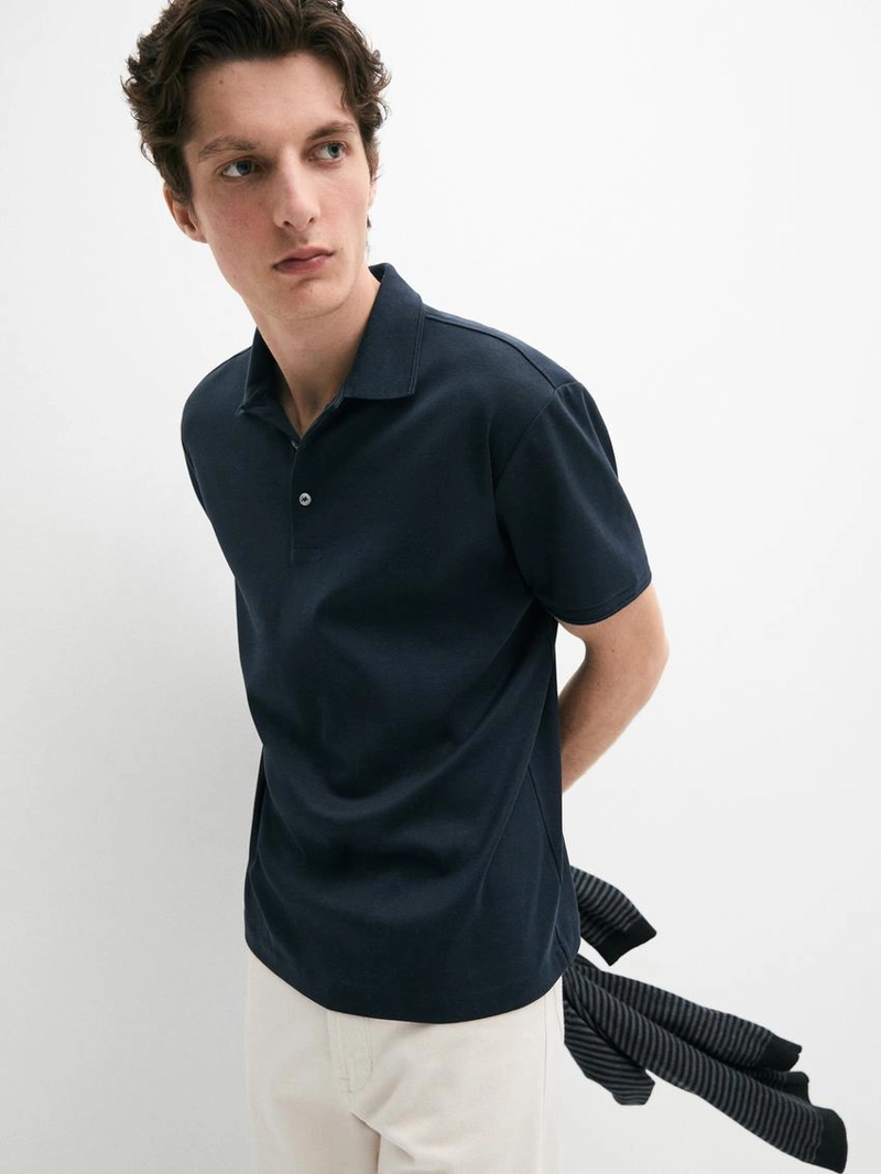 Поло из хлопка с коротким рукавом