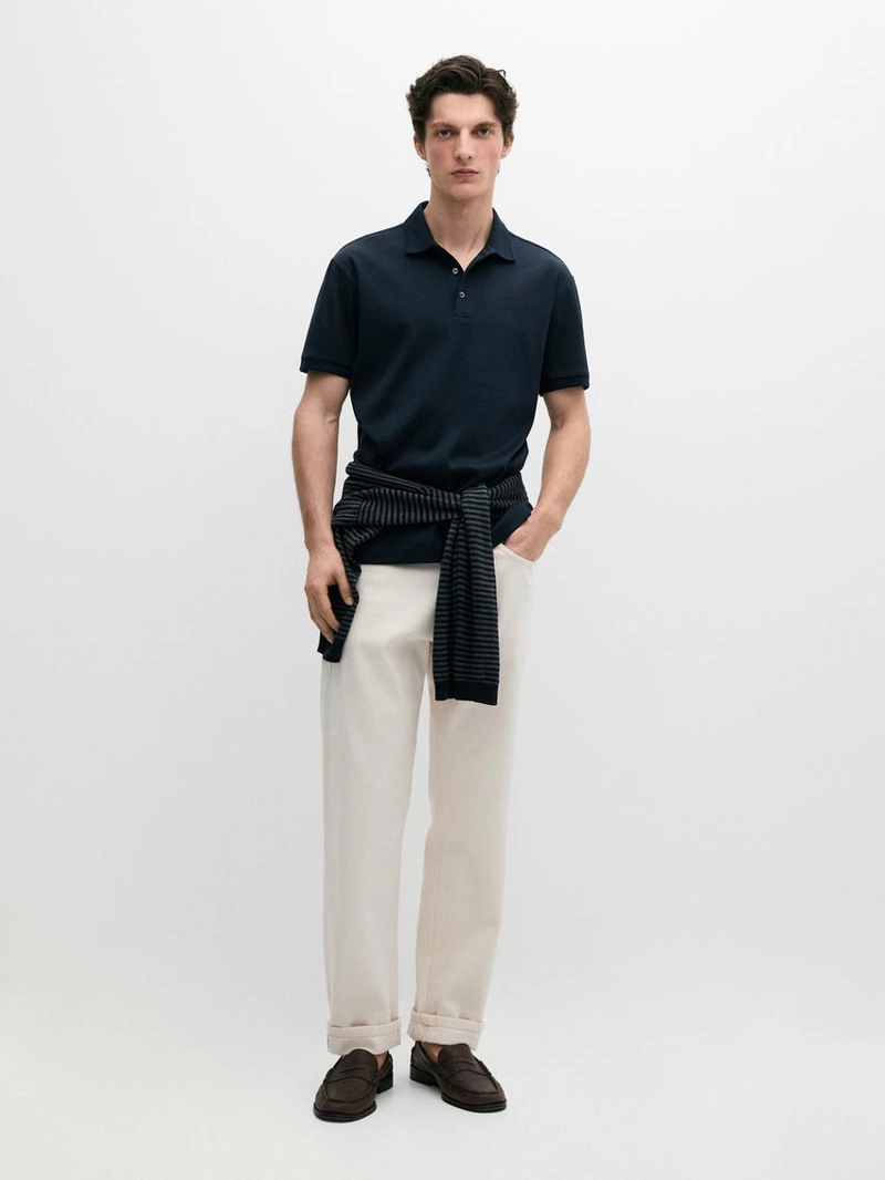 Поло из хлопка с коротким рукавом