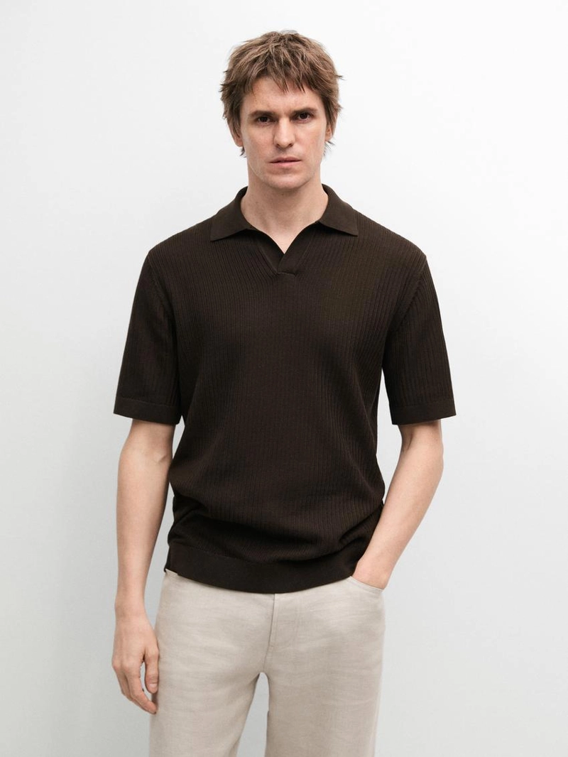 Поло из хлопкового трикотажа с регулярной посадкой