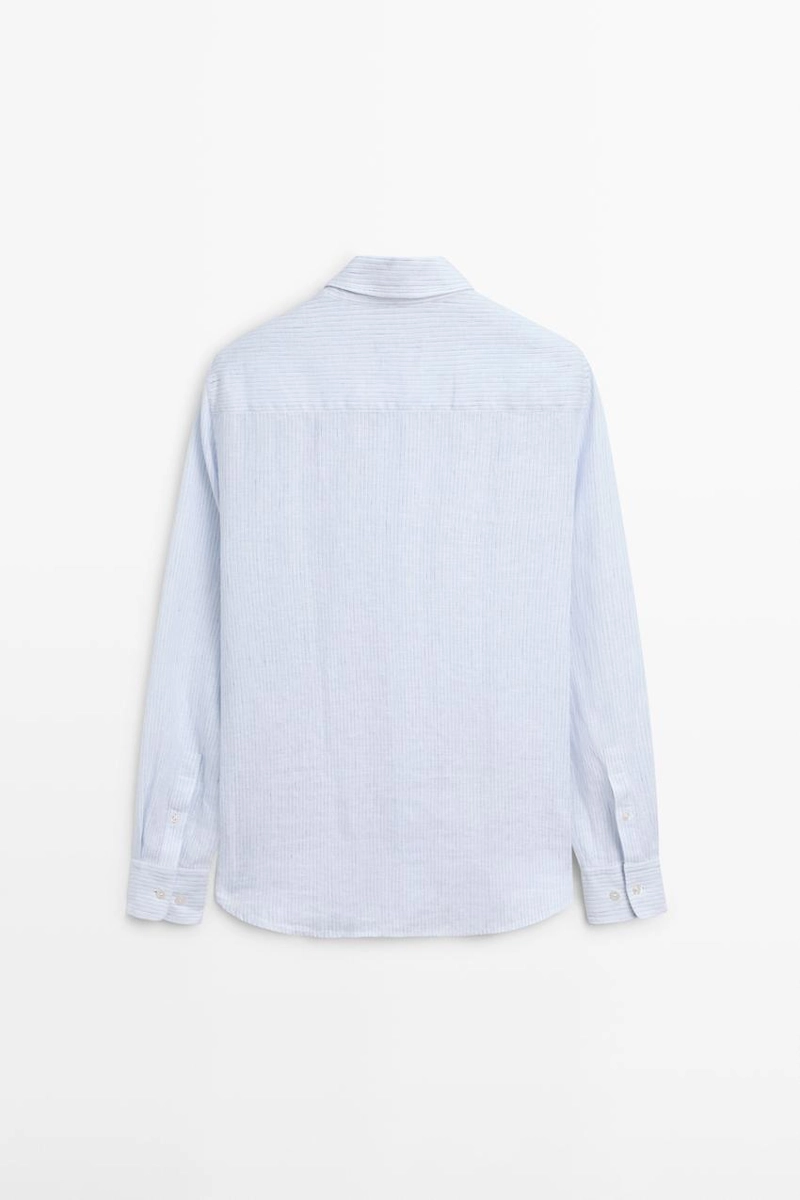 Рубашка из 100% льна в полоску с регулярной посадкой