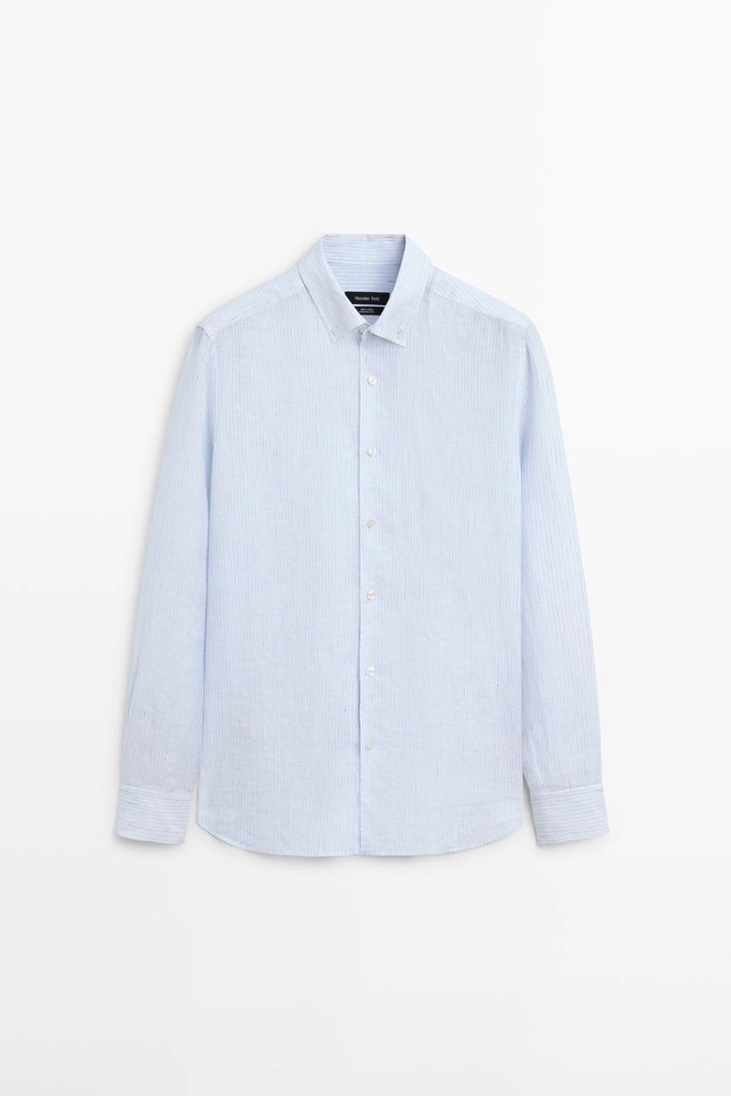 Рубашка из 100% льна в полоску с регулярной посадкой