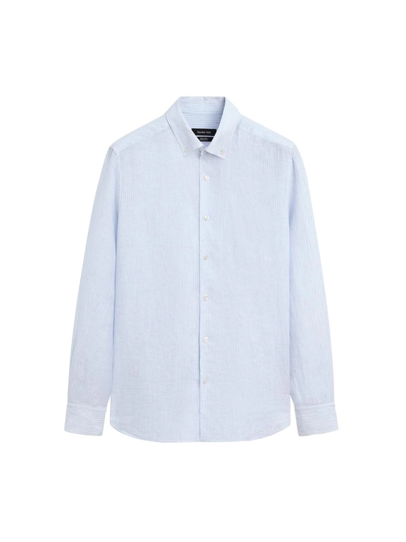 Рубашка из 100% льна в полоску с регулярной посадкой