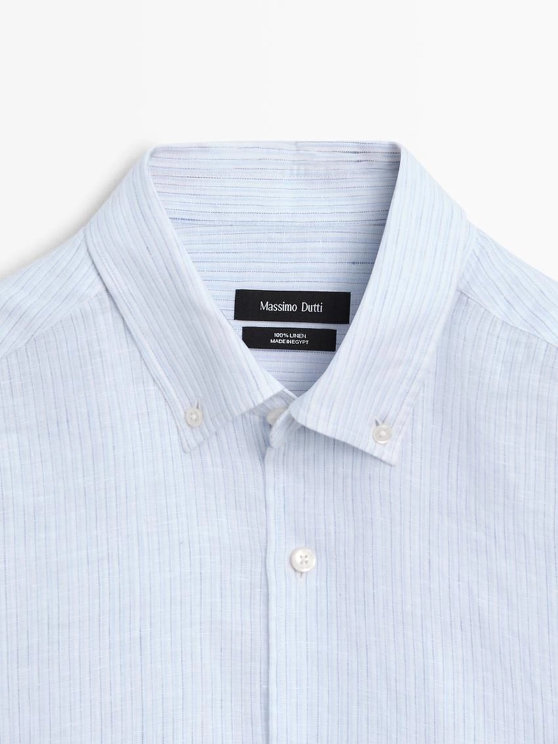 Рубашка из 100% льна в полоску с регулярной посадкой
