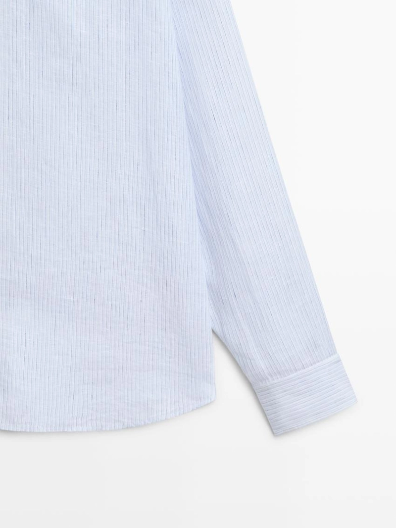 Рубашка из 100% льна в полоску с регулярной посадкой