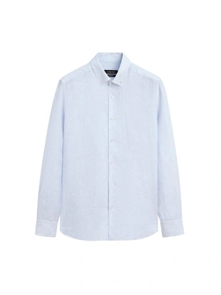 Рубашка из 100% льна в полоску с регулярной посадкой- Заказать в России