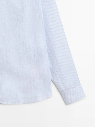 Рубашка из 100% льна в полоску с регулярной посадкой- Заказать в России