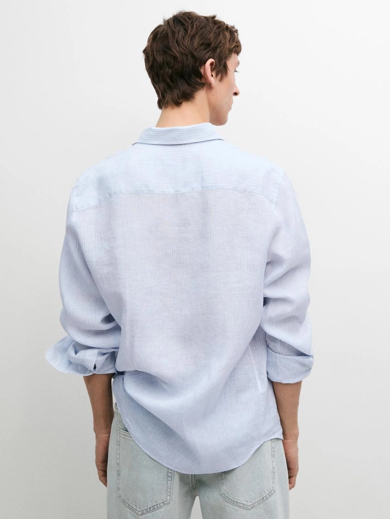 Рубашка из 100% льна в полоску с регулярной посадкой