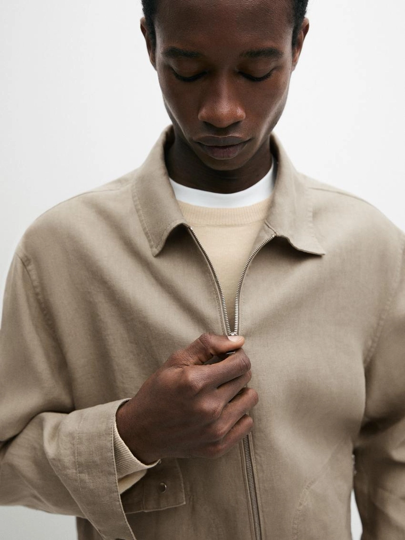 Пиджак из 100% льна с деталями воротника