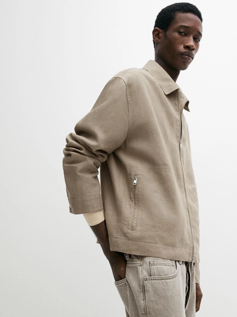 Пиджак из 100% льна с деталями воротника