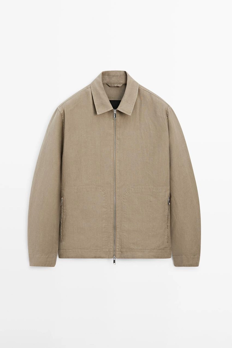 Пиджак из 100% льна с деталями воротника