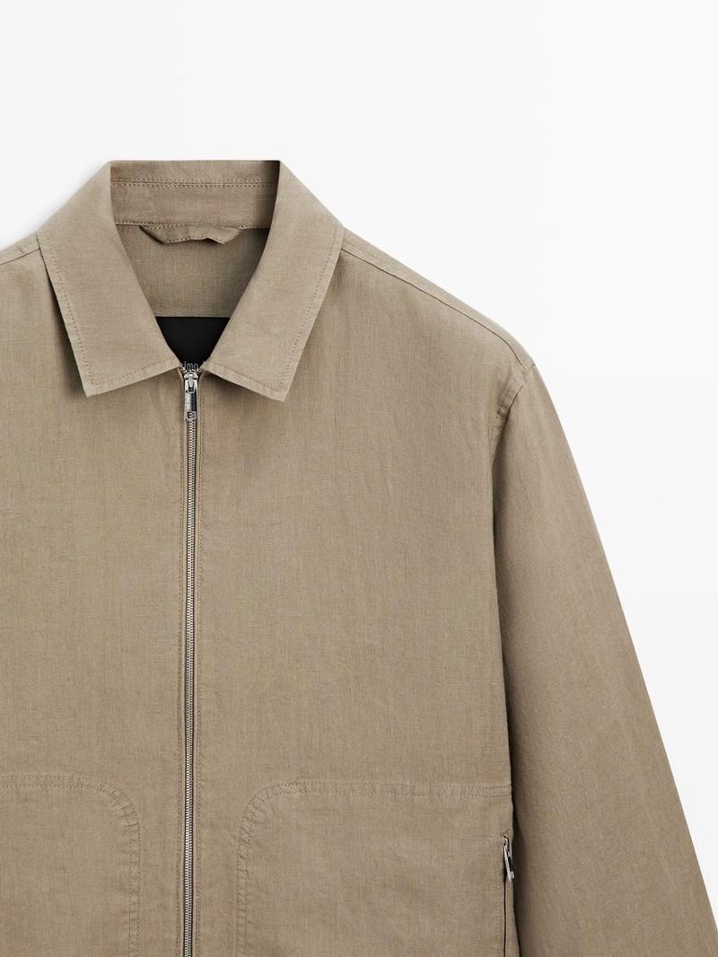 Пиджак из 100% льна с деталями воротника