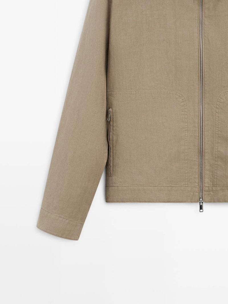 Пиджак из 100% льна с деталями воротника