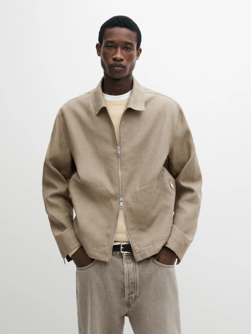 Пиджак из 100% льна с деталями воротника