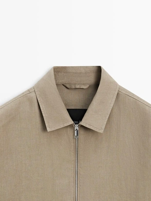 Пиджак из 100% льна с деталями воротника- Заказать в России