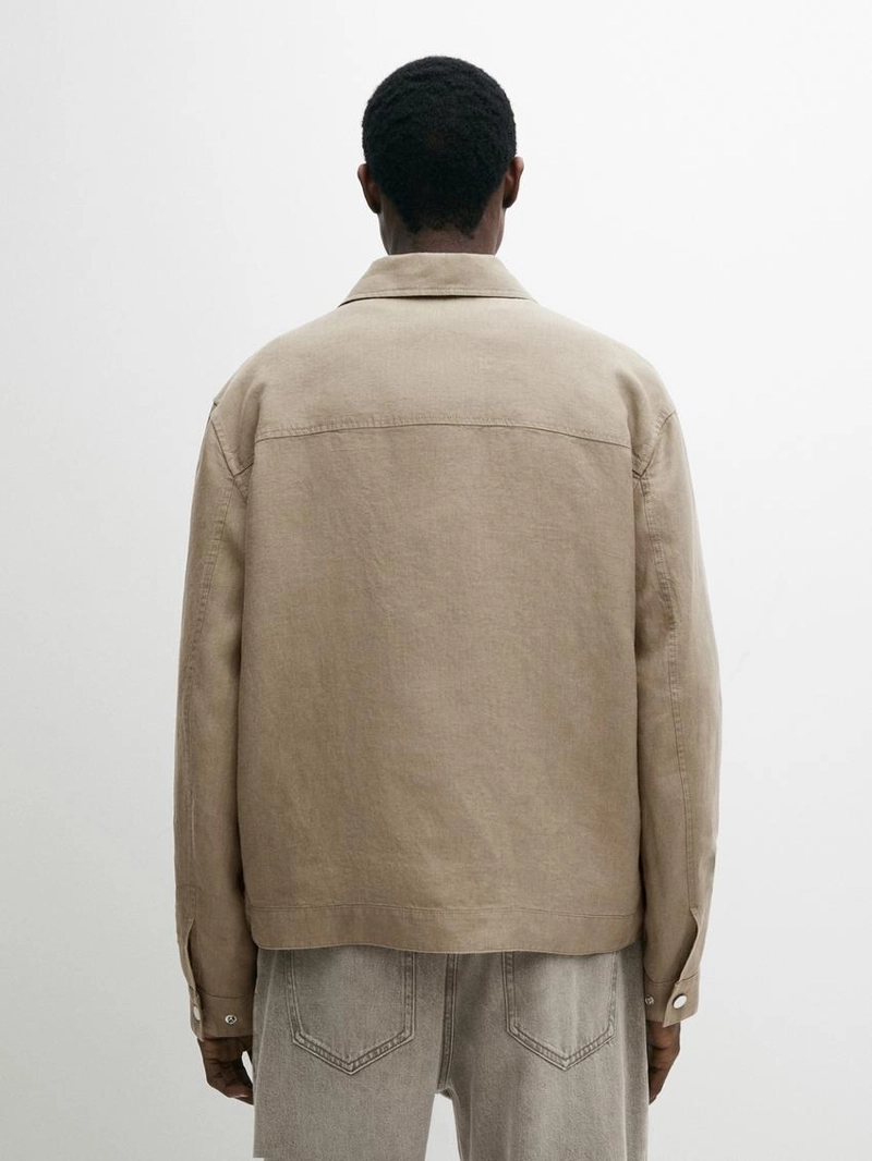 Пиджак из 100% льна с деталями воротника