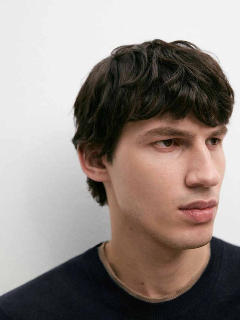 Джемпер с круглым вырезом из льняного трикотажа