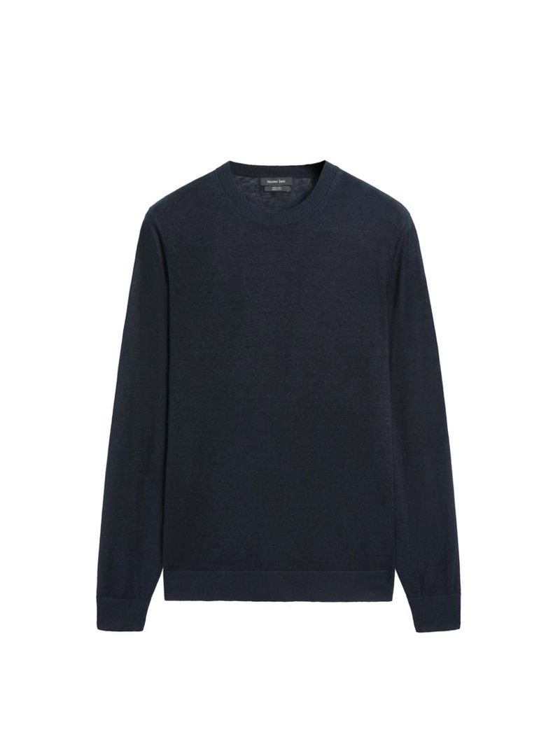 Джемпер с круглым вырезом из льняного трикотажа