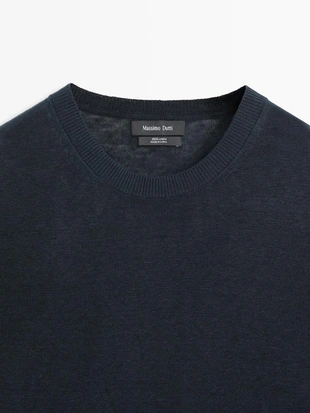 Джемпер с круглым вырезом из льняного трикотажа- Заказать в России