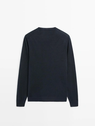 Джемпер с круглым вырезом из льняного трикотажа- Заказать в России