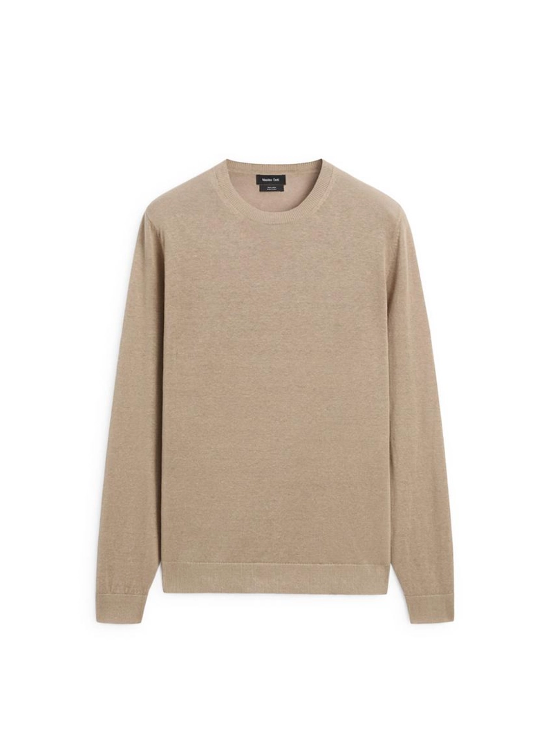 Пуловер из льна с круглым вырезом