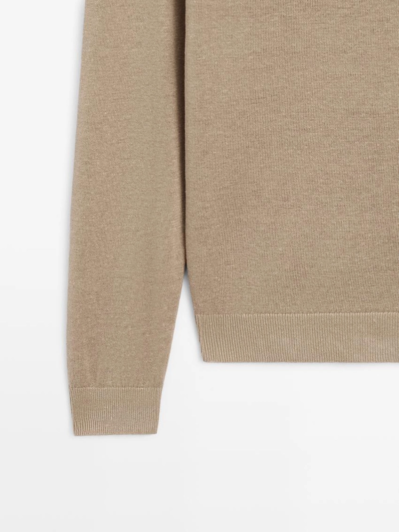 Пуловер из льна с круглым вырезом