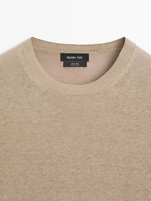 Пуловер из льна с круглым вырезом- Заказать в России