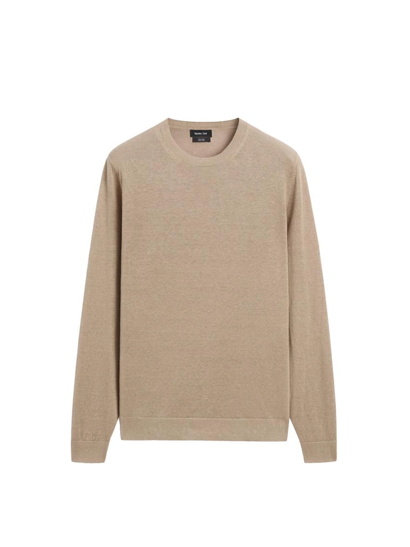 Пуловер из льна с круглым вырезом