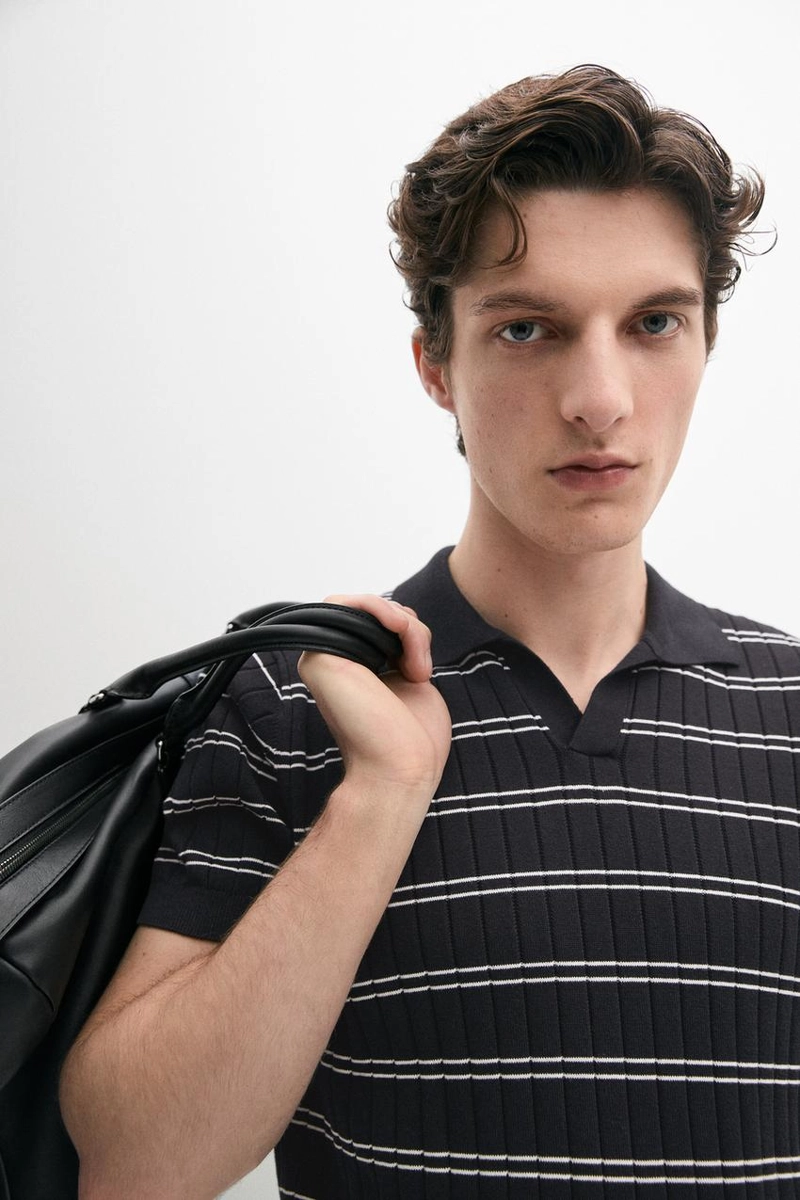 Поло из полосатого хлопкового трикотажа