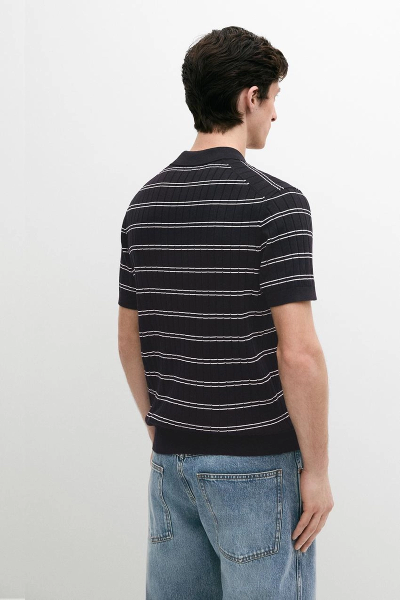 Поло из полосатого хлопкового трикотажа