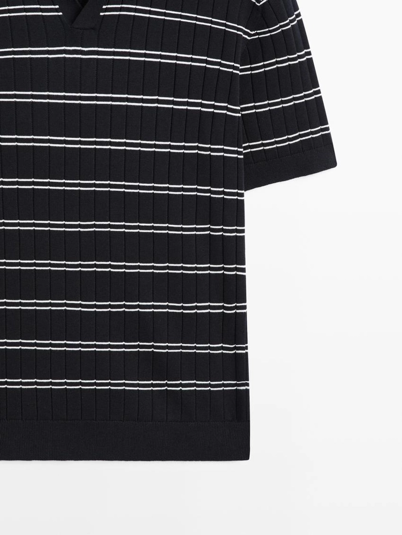 Поло из полосатого хлопкового трикотажа