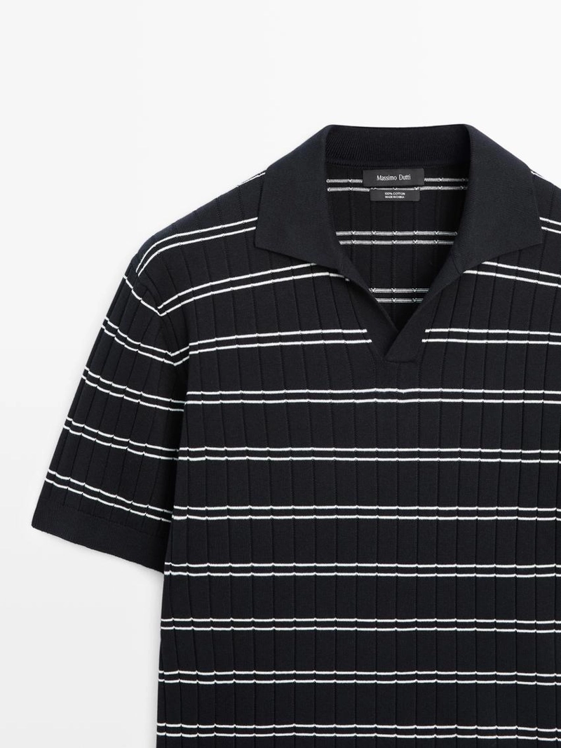 Поло из полосатого хлопкового трикотажа