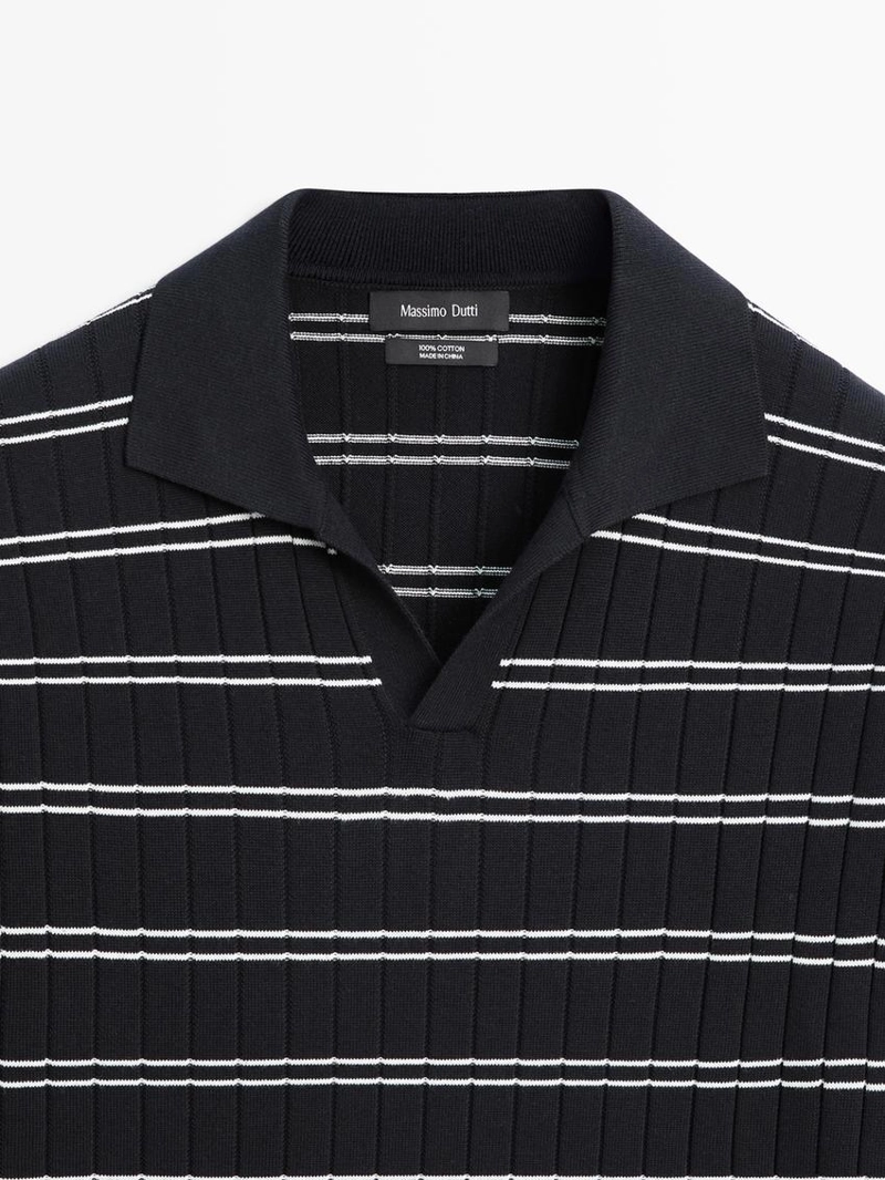 Поло из полосатого хлопкового трикотажа