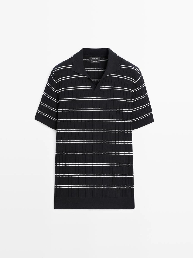 Поло из полосатого хлопкового трикотажа