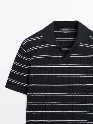 Поло из полосатого хлопкового трикотажа- Заказать в России