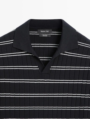 Поло из полосатого хлопкового трикотажа- Заказать в России