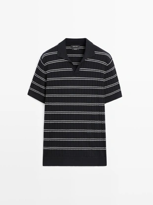 Поло из полосатого хлопкового трикотажа- Заказать в России