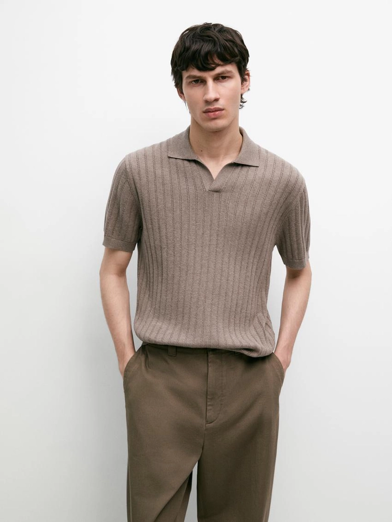 Поло свитер с кабельным узором