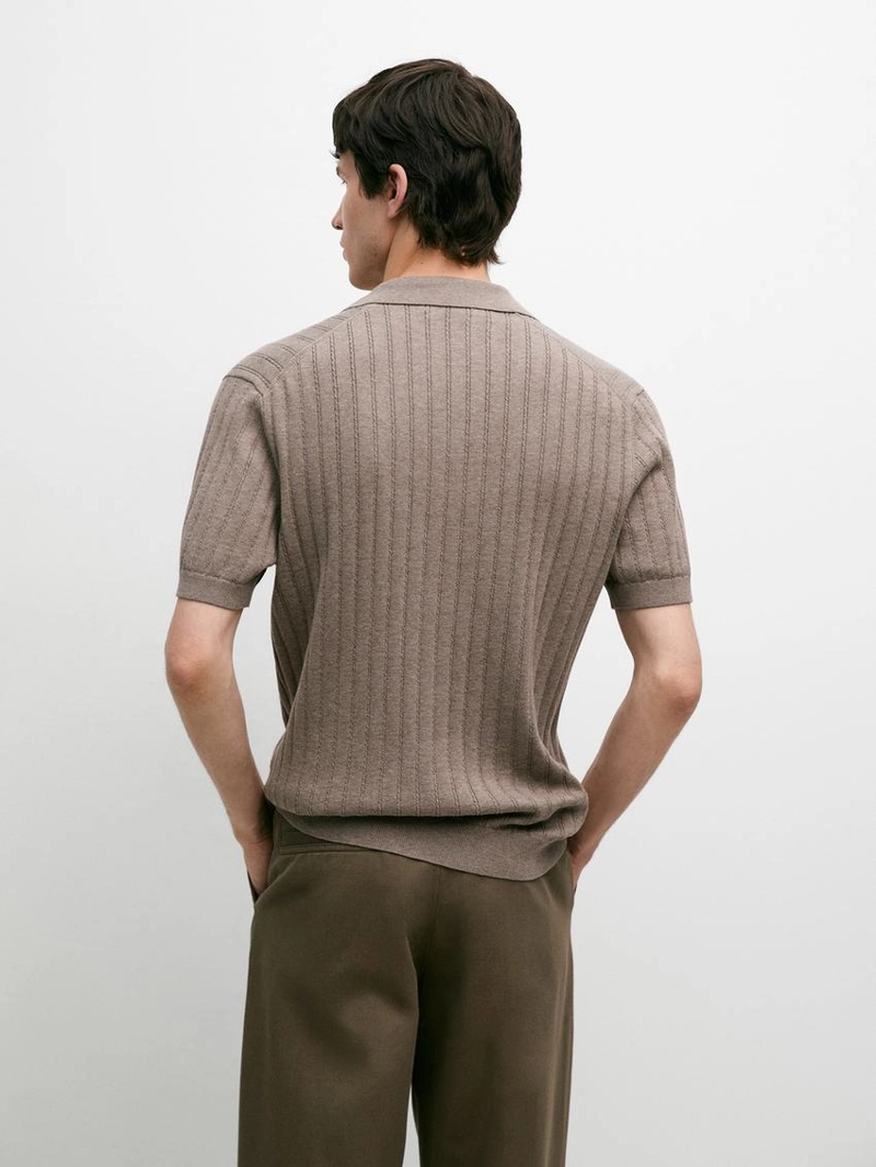 Поло свитер с кабельным узором