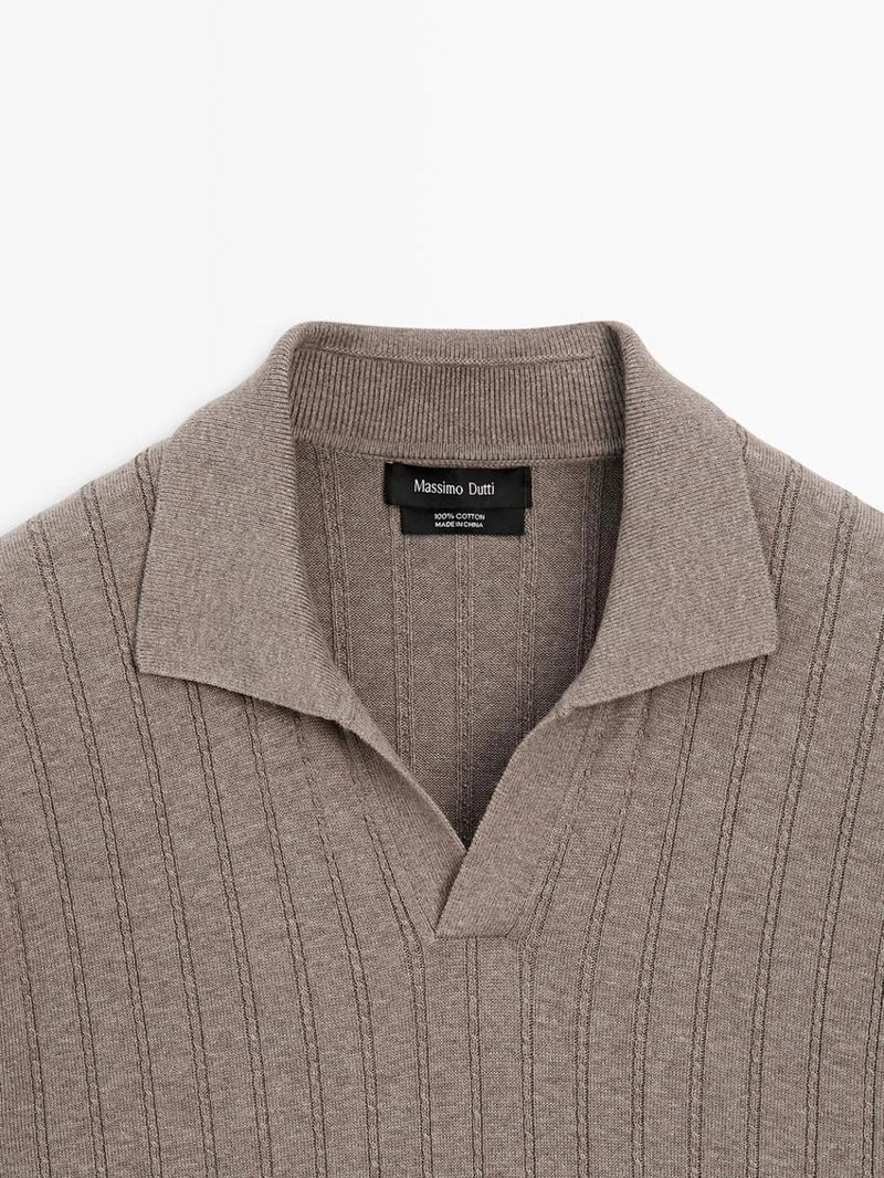 Поло свитер с кабельным узором