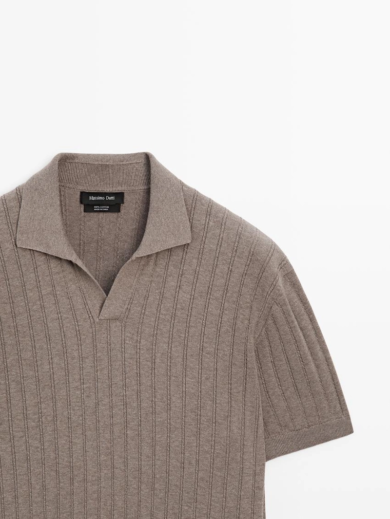 Поло свитер с кабельным узором