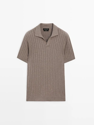 Поло свитер с кабельным узором- Заказать в России