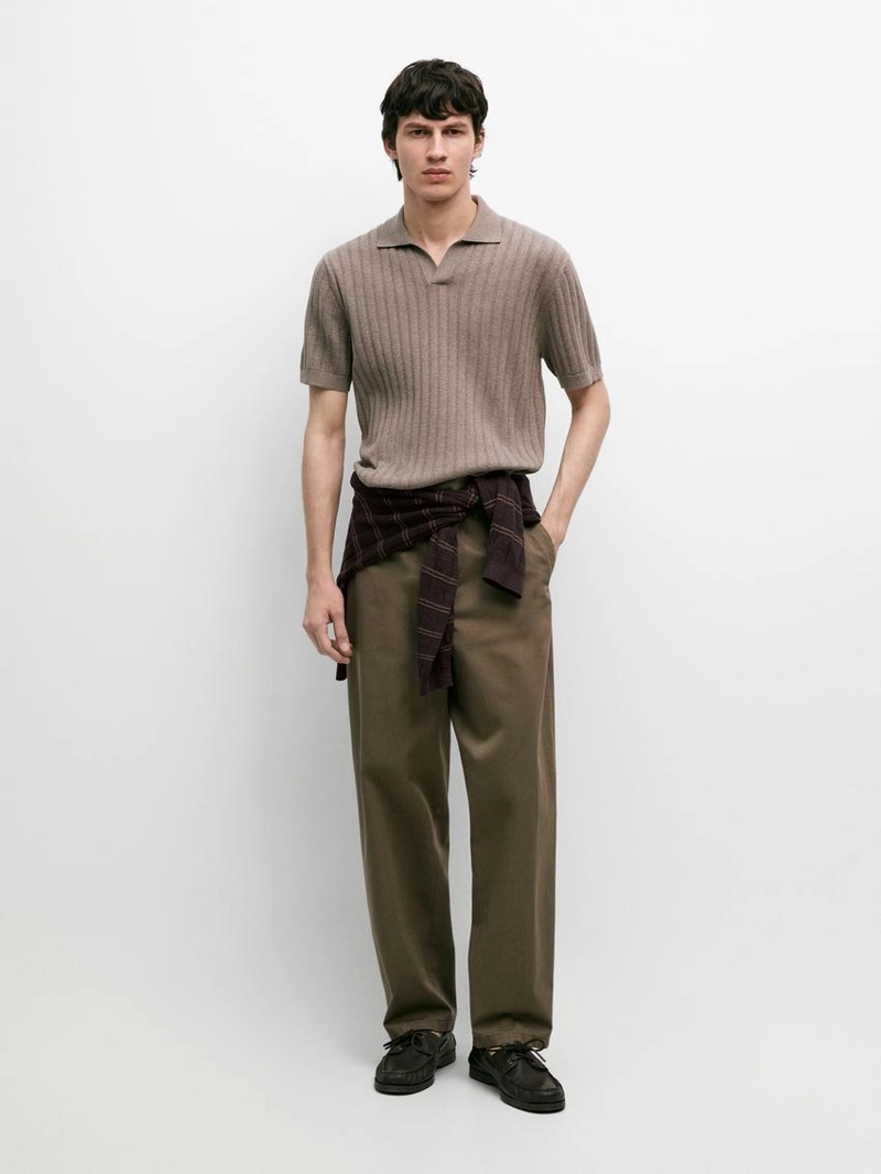 Поло свитер с кабельным узором