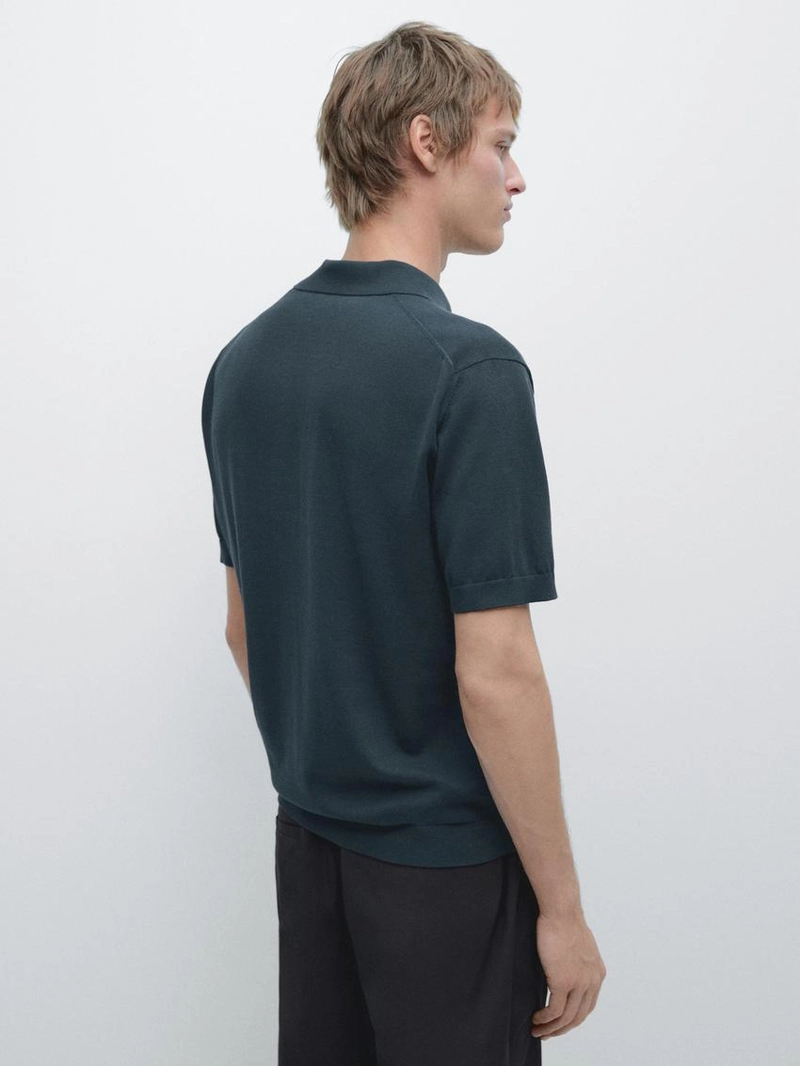 Свитер-поло из хлопкового трикотажа